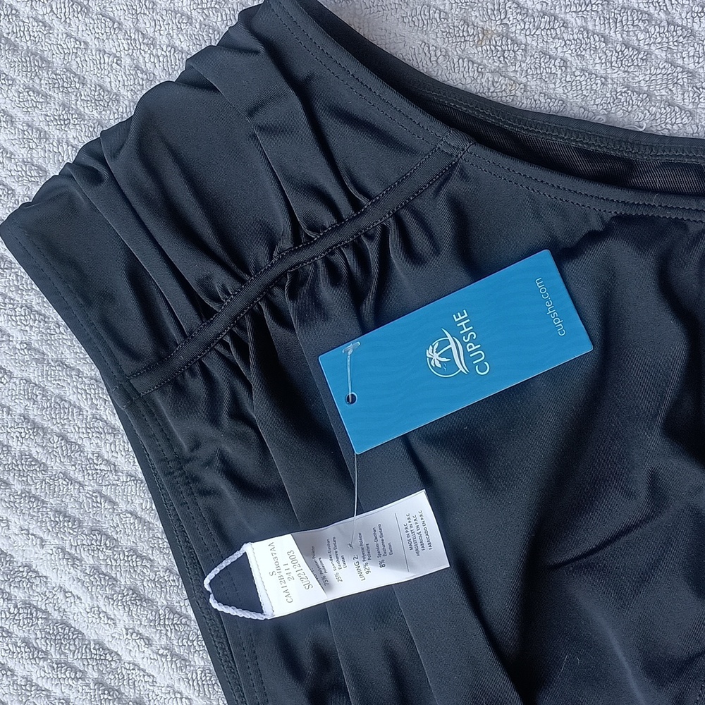 NWT .. Cupshe Elegant Black High-Waisted Bikini Bottom Sz. small .